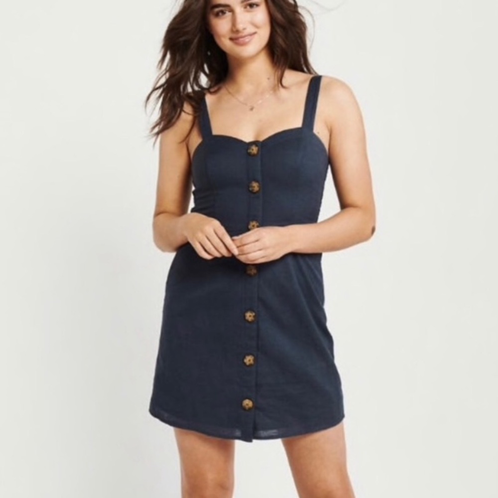 Abercrombie & Fitch Navy Button Front Tank Top Mini Dress Size Small